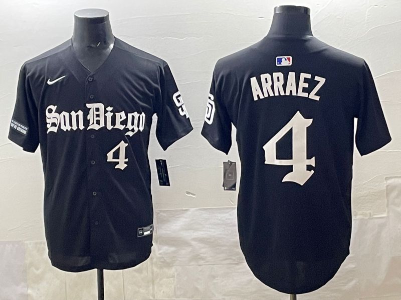 Men 2025 San Diego Padres #4 Arraez Black Five generations Joint Name Nike MLB Jersey style 13